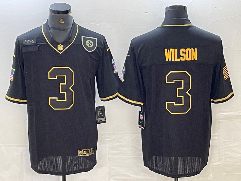Men's Pittsburgh Steelers Russell Wilson #3 Black Alternate Jersey